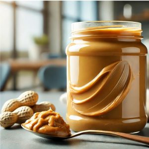 Gestabiliseerde pindakaas op lepel